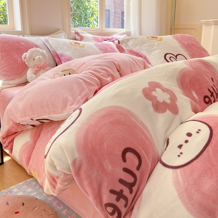 91家纺网 家纺一手货源 找家纺 （总）沐慕 2024新款200g加厚牛奶绒四件套