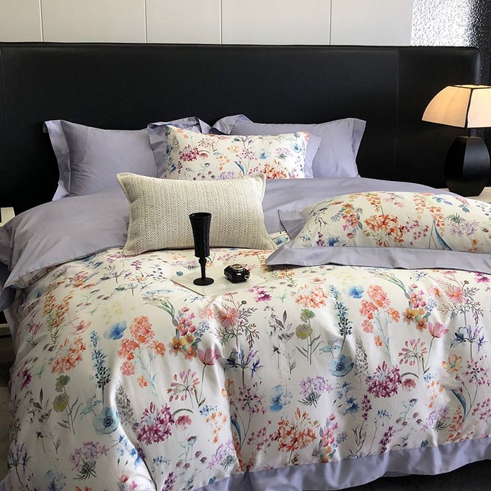 91家纺网 家纺一手货源 找家纺 金麦家纺 2024新款全棉数码印花四件套系列 曼妮