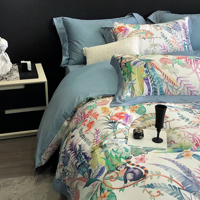 91家纺网 家纺一手货源 找家纺 金麦家纺 2024新款全棉数码印花四件套系列 盛夏