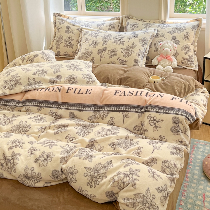 91家纺网 家纺一手货源 找家纺 沐慕 2024新款200g加厚牛奶绒四件套 花艺