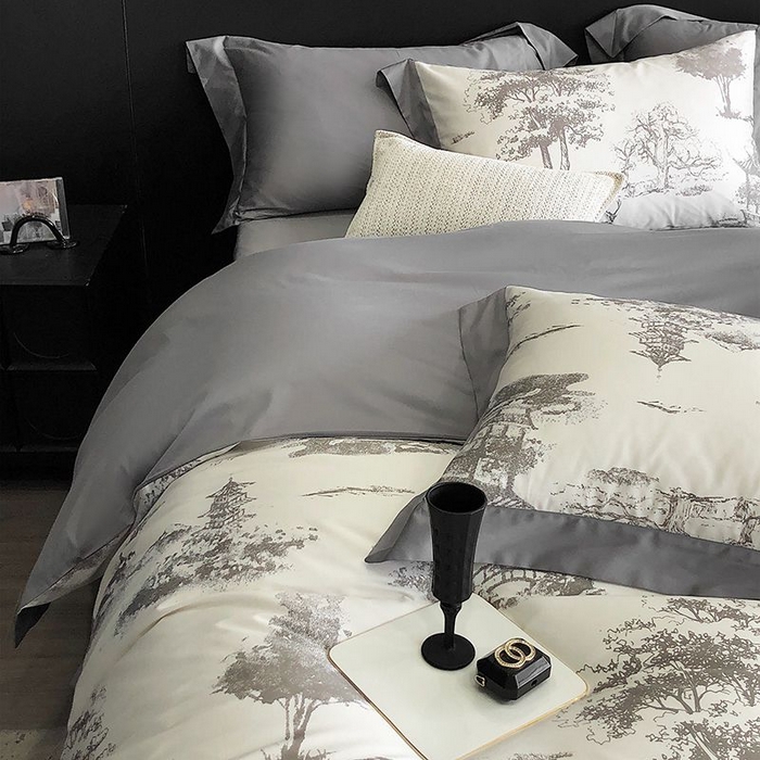 91家纺网 家纺一手货源 找家纺 金麦家纺 2024新款全棉数码印花四件套系列 克洛伊