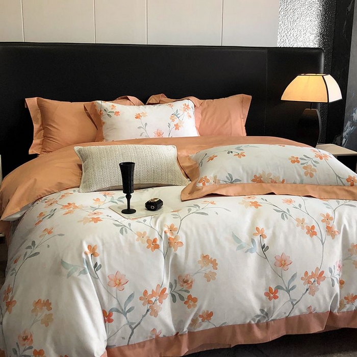 91家纺网 家纺一手货源 找家纺 金麦家纺 2024新款全棉数码印花四件套系列 兰俏