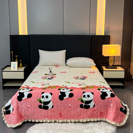 91家纺网 家纺一手货源 找家纺 （总）悦织湾家纺 2025新款印花牛奶绒花边夹棉床盖