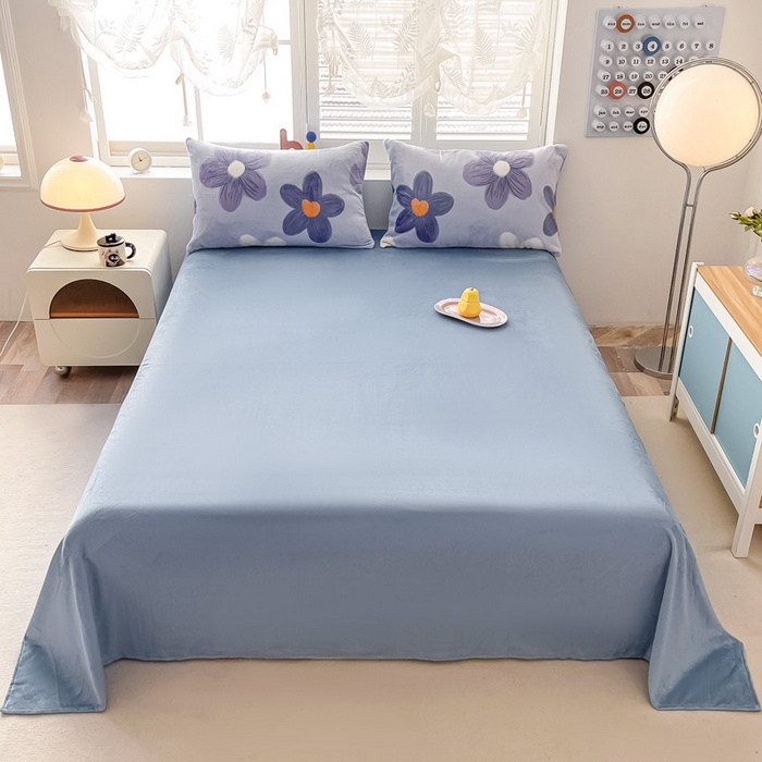 91家纺网 家纺一手货源 找家纺 梵克保罗 2024秋冬印花卡通轻奢纯色牛奶绒单品四件套 浪漫花语