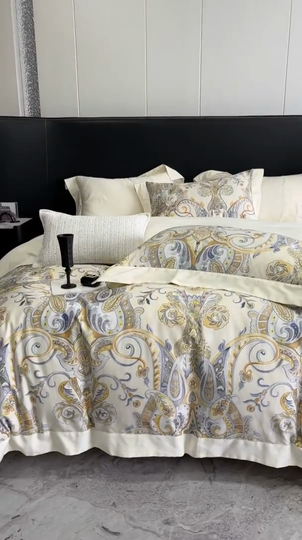 91家纺网 家纺一手货源 找家纺 金麦家纺 2024新款全棉数码印花四件套系列 赫本