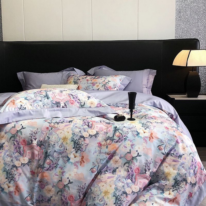 91家纺网 家纺一手货源 找家纺 金麦家纺 2024新款全棉数码印花四件套系列 花团锦簇