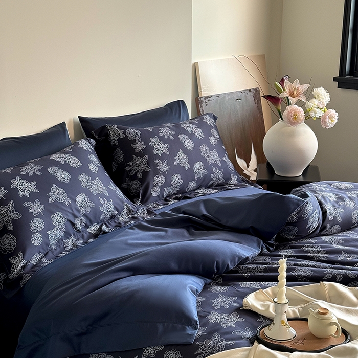 91家纺网 家纺一手货源 找家纺 （总）窝米 2024新款数码印花100支埋绳工艺款四件套-青花瓷