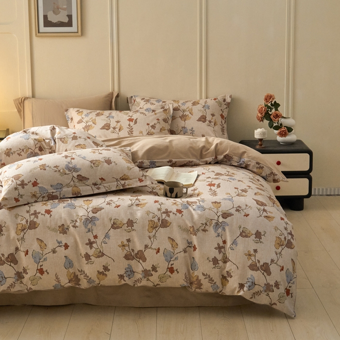 91家纺网 家纺一手货源 找家纺 涵宸家纺 2024新款加厚全棉磨毛印花四件套--罗马系列 F浮影