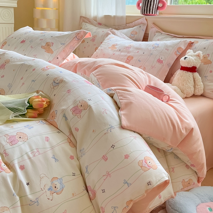 91家纺网 家纺一手货源 找家纺 涵宸家纺 2024新款加厚全棉磨毛印花四件套--罗马系列 A萌趣小狗