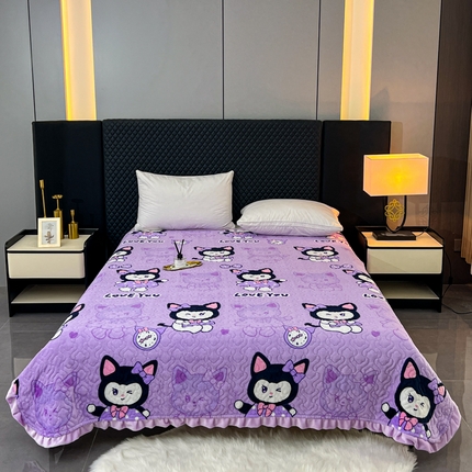 91家纺网 家纺一手货源 找家纺 （总）悦织湾家纺 2025新款印花牛奶绒花边夹棉床盖