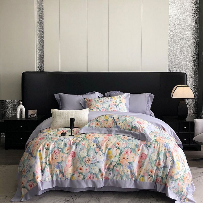 91家纺网 家纺一手货源 找家纺 金麦家纺 2024新款全棉数码印花四件套系列 花香悠然