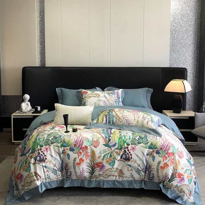 91家纺网 家纺一手货源 找家纺 金麦家纺 2024新款全棉数码印花四件套系列 盛夏