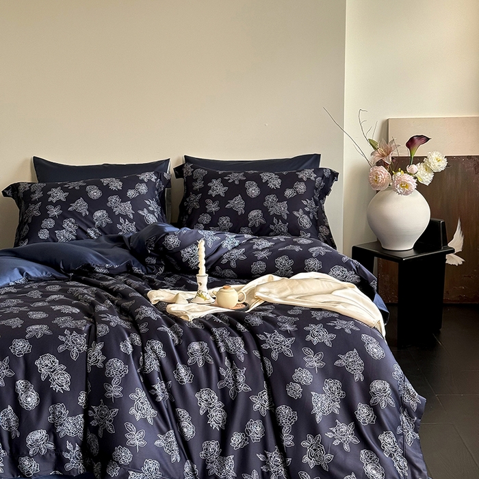 91家纺网 家纺一手货源 找家纺 （总）窝米 2024新款数码印花100支埋绳工艺款四件套-青花瓷