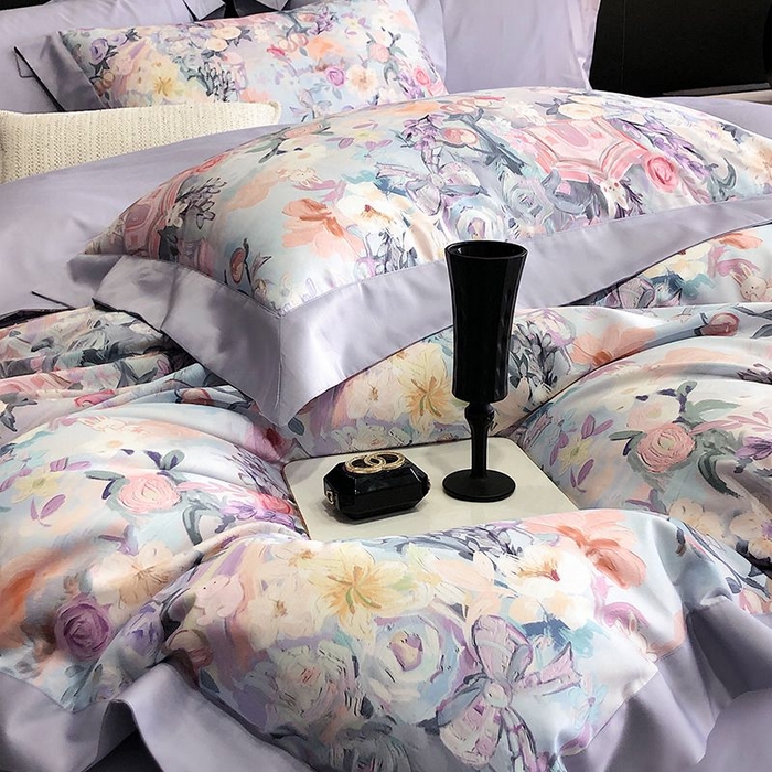 91家纺网 家纺一手货源 找家纺 金麦家纺 2024新款全棉数码印花四件套系列 花团锦簇