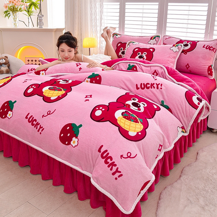 91家纺网 家纺一手货源 找家纺 （总）梦莱情 2024新款190克7斤半牛奶绒四件套