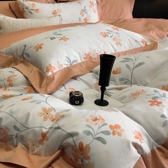 91家纺网 家纺一手货源 找家纺 金麦家纺 2024新款全棉数码印花四件套系列 兰俏