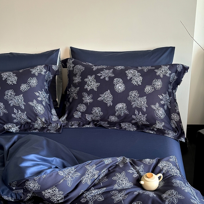 91家纺网 家纺一手货源 找家纺 （总）窝米 2024新款数码印花100支埋绳工艺款四件套-青花瓷