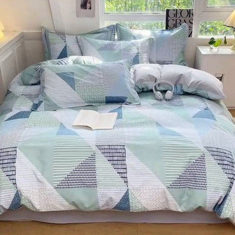 91家纺网 家纺一手货源 找家纺 涵宸家纺 2024新款加厚全棉磨毛印花四件套--罗马系列 D贝里-绿