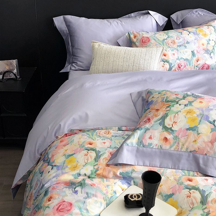 91家纺网 家纺一手货源 找家纺 金麦家纺 2024新款全棉数码印花四件套系列 花香悠然