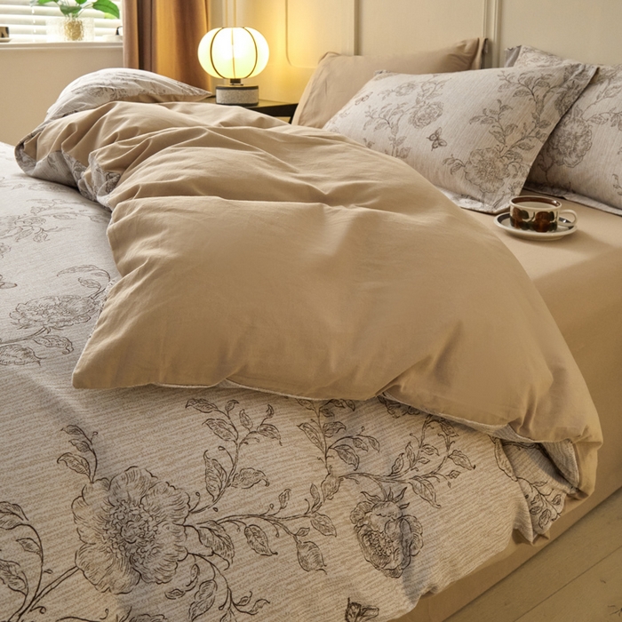 91家纺网 家纺一手货源 找家纺 涵宸家纺 2024新款加厚全棉磨毛印花四件套--罗马系列 F漫春