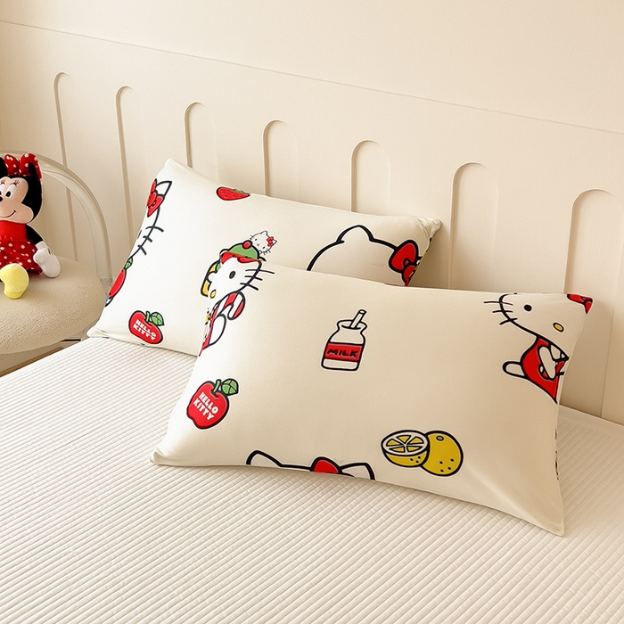 91家纺网 家纺一手货源 找家纺 米菲 2024新款卡通针织棉豆豆绒大豆冬被 可爱Kitty猫