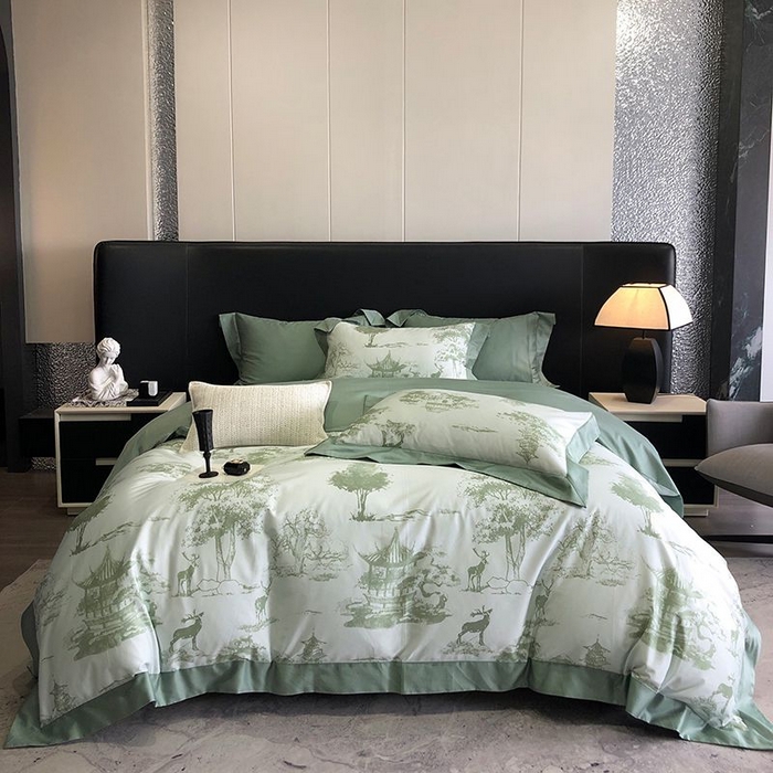 91家纺网 家纺一手货源 找家纺 金麦家纺 2024新款全棉数码印花四件套系列 洛卡