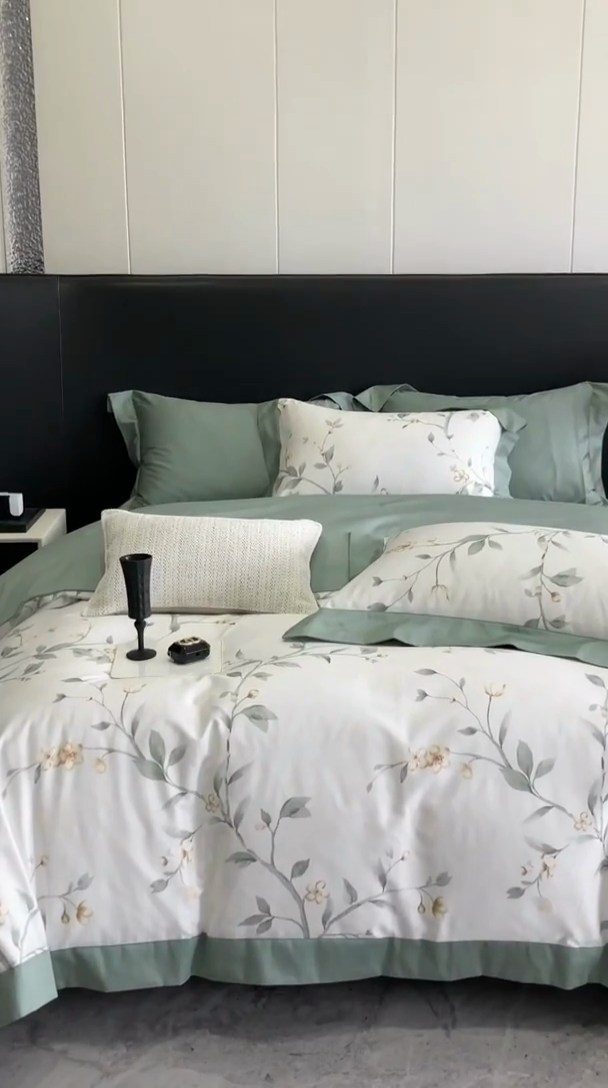 91家纺网 家纺一手货源 找家纺 金麦家纺 2024新款全棉数码印花四件套系列 春意盎然