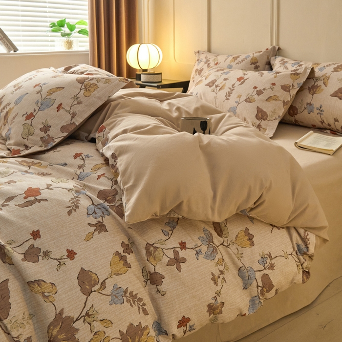 91家纺网 家纺一手货源 找家纺 涵宸家纺 2024新款加厚全棉磨毛印花四件套--罗马系列 F浮影