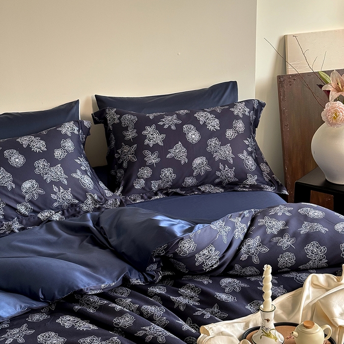 91家纺网 家纺一手货源 找家纺 （总）窝米 2024新款数码印花100支埋绳工艺款四件套-青花瓷