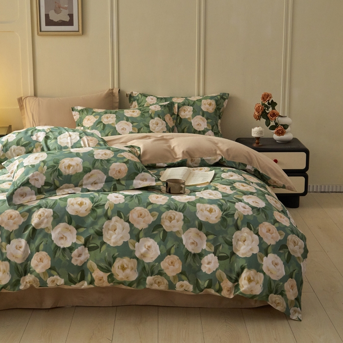 91家纺网 家纺一手货源 找家纺 涵宸家纺 2024新款加厚全棉磨毛印花四件套--罗马系列 F花田