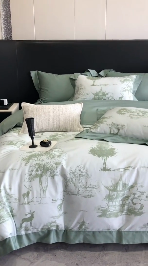 91家纺网 家纺一手货源 找家纺 金麦家纺 2024新款全棉数码印花四件套系列 洛卡