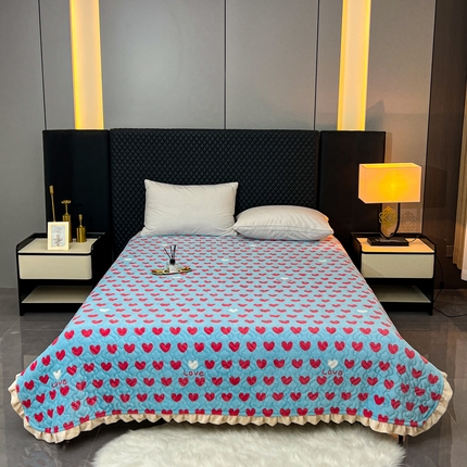 91家纺网 家纺一手货源 找家纺 （总）悦织湾家纺 2025新款印花牛奶绒花边夹棉床盖