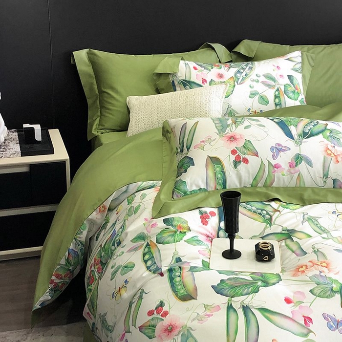 91家纺网 家纺一手货源 找家纺 金麦家纺 2024新款全棉数码印花四件套系列 夏语