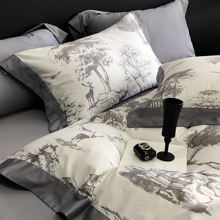 91家纺网 家纺一手货源 找家纺 金麦家纺 2024新款全棉数码印花四件套系列 克洛伊