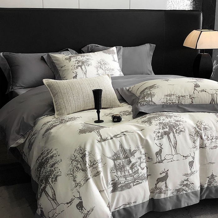 91家纺网 家纺一手货源 找家纺 金麦家纺 2024新款全棉数码印花四件套系列 克洛伊