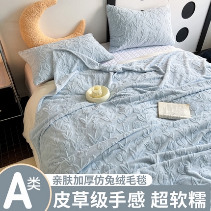 91家纺网 家纺一手货源 找家纺 （总）佰亿莱 2024新款仿兔绒毛毯盖毯毯子