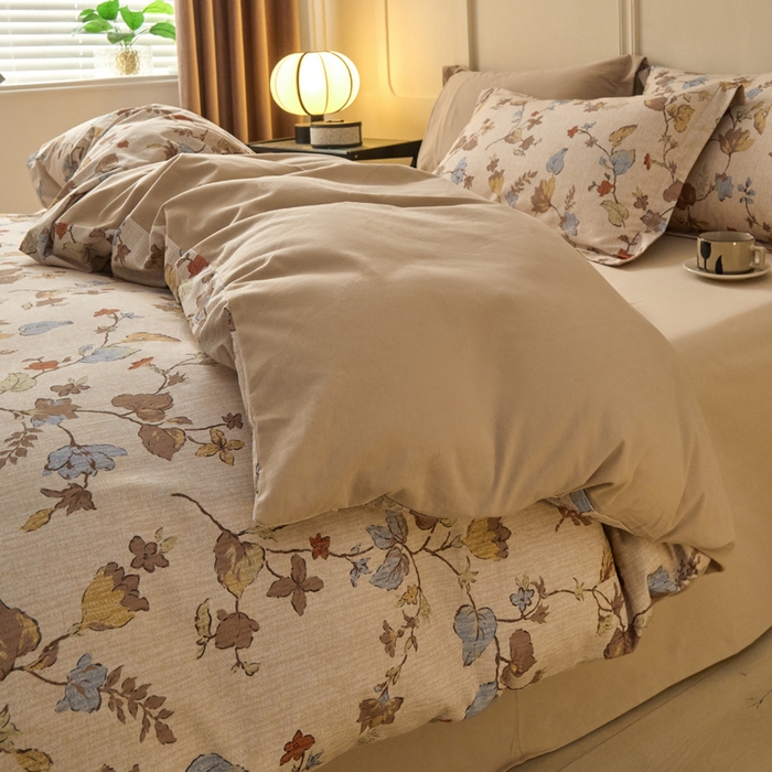 91家纺网 家纺一手货源 找家纺 涵宸家纺 2024新款加厚全棉磨毛印花四件套--罗马系列 F浮影