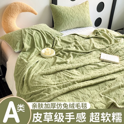 91家纺网 家纺一手货源 找家纺 （总）佰亿莱 2024新款仿兔绒毛毯盖毯毯子