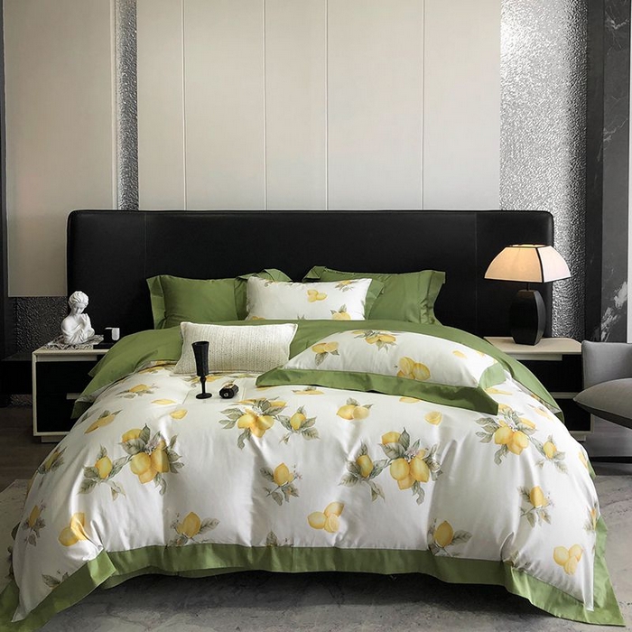 91家纺网 家纺一手货源 找家纺 金麦家纺 2024新款全棉数码印花四件套系列 绿意