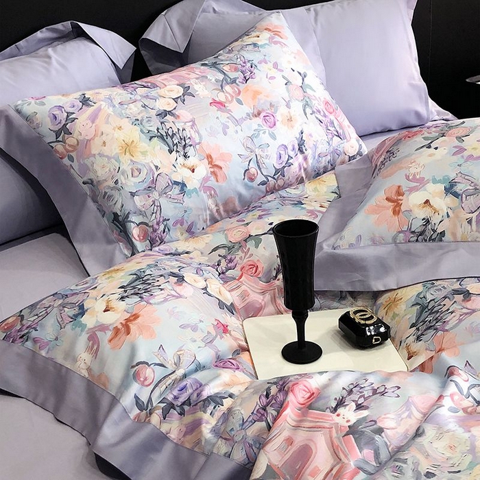 91家纺网 家纺一手货源 找家纺 金麦家纺 2024新款全棉数码印花四件套系列 花团锦簇