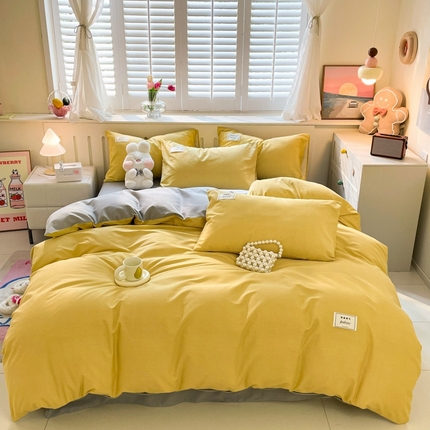 91家纺网 家纺一手货源 找家纺 （总）韩后家纺 2025新款原棉磨毛加厚双拼四件套