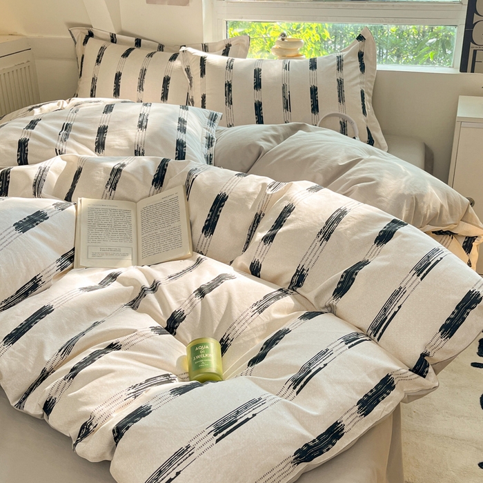 91家纺网 家纺一手货源 找家纺 涵宸家纺 2024新款加厚全棉磨毛印花四件套--罗马系列 D简格