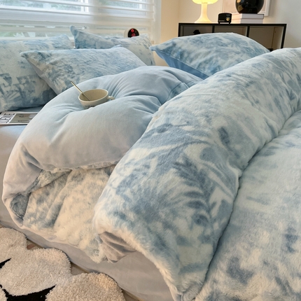 91家纺网 家纺一手货源 找家纺 （总）金爱家 2024新款立体牛奶绒兔毛绒印花四件套