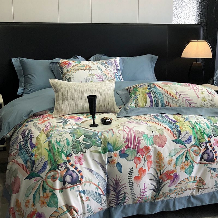 91家纺网 家纺一手货源 找家纺 金麦家纺 2024新款全棉数码印花四件套系列 盛夏