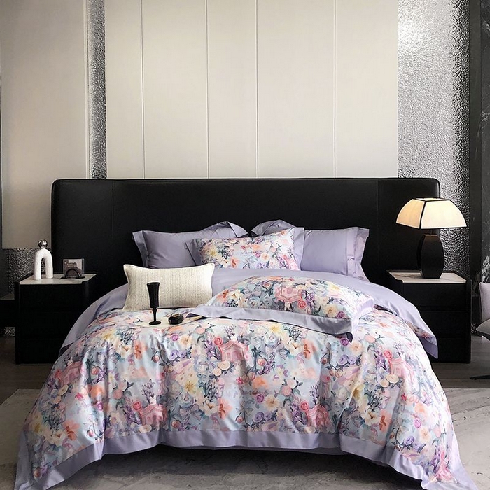 91家纺网 家纺一手货源 找家纺 金麦家纺 2024新款全棉数码印花四件套系列 花团锦簇