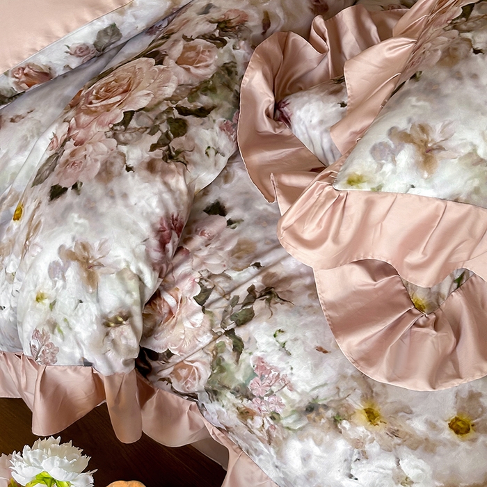 91家纺网 家纺一手货源 找家纺 （总）窝米 2024新款100支数码长绒棉花边工艺款四件套-璐菲