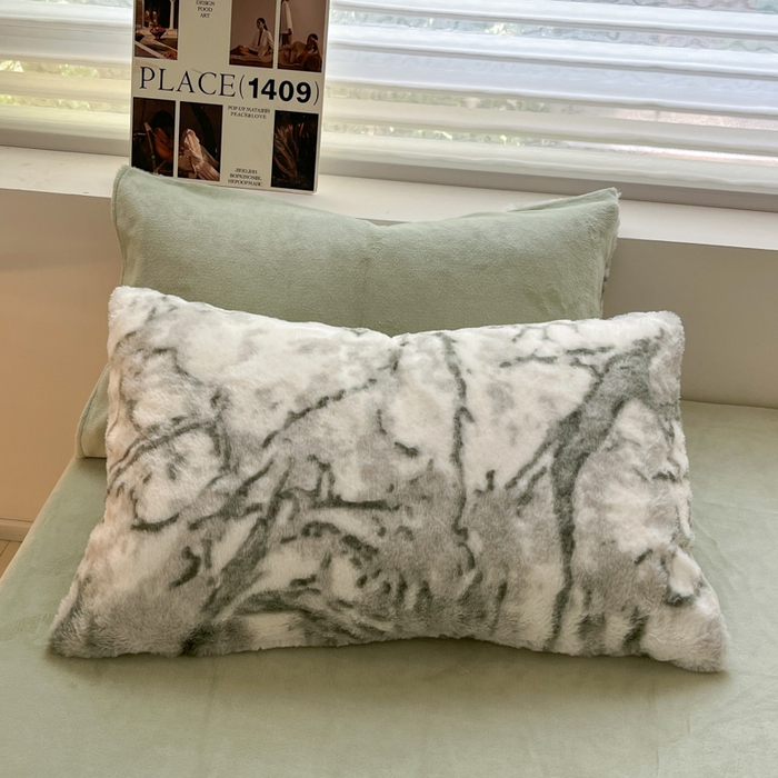 91家纺网 家纺一手货源 找家纺 金爱家 2024新款立体牛奶绒兔毛绒印花四件套 兔毛印花-大理石绿