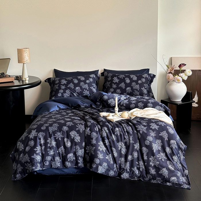 91家纺网 家纺一手货源 找家纺 （总）窝米 2024新款数码印花100支埋绳工艺款四件套-青花瓷