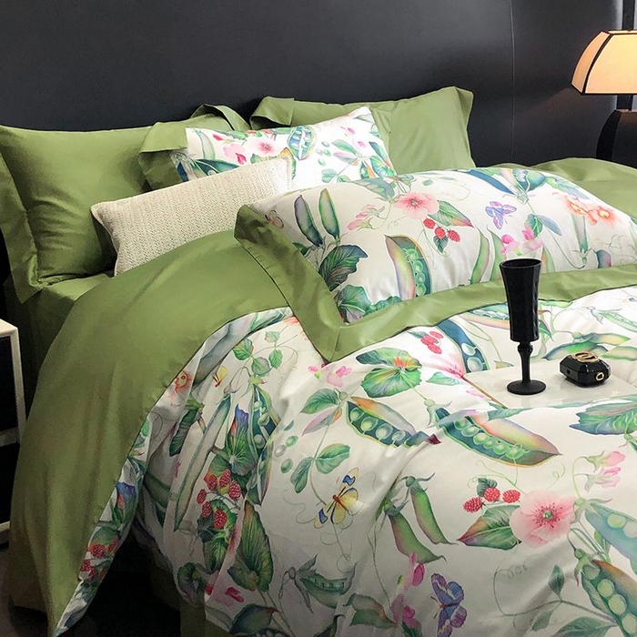 91家纺网 家纺一手货源 找家纺 金麦家纺 2024新款全棉数码印花四件套系列 夏语