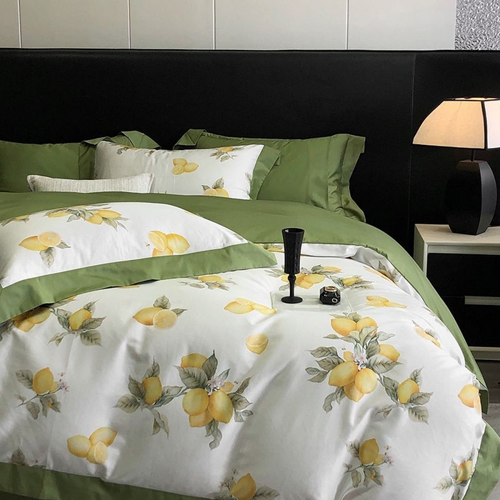 91家纺网 家纺一手货源 找家纺 金麦家纺 2024新款全棉数码印花四件套系列 绿意